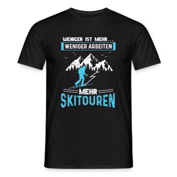 Weniger Arbeiten Mehr Skitouren Tourenski - Männer T-Shirt - Schwarz - Vorne - AI Model Male 178 light (178cm)
