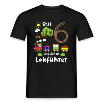 Junge Geburtstag 6 Jahre Zug Eisenbahn Geburtstag - Männer T-Shirt - Schwarz - Vorne - AI Model Male 178 light (178cm)
