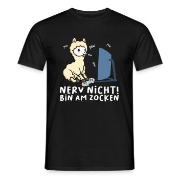 Bin am Zocken Gaming Lama - Männer T-Shirt - Schwarz - Vorne - AI Model Male 178 light (178cm)