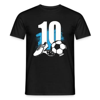 Ballon de football Footballeur de 10 ans - T-shirt homme - noir - Devant - AI Model Male 178 light (178cm)