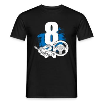 Gaming Controller 8 Years Old Video Gamer - Men's T-Shirt - black - Front - AI Model Male 178 light (178cm)