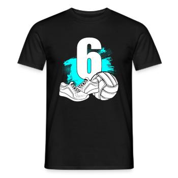 Volleyball 6 years old Volleyball player 6th birthday - Men's T-Shirt - black - Front - AI Model Male 178 light (178cm)