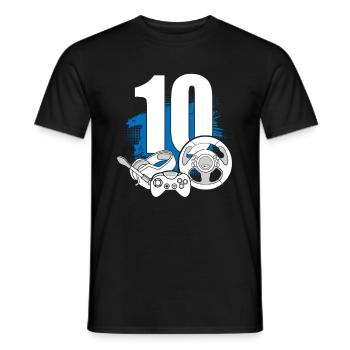 Contrôleur de jeu 10 ans Gamer 10 anniversaire - T-shirt homme - noir - Devant - AI Model Male 178 light (178cm)