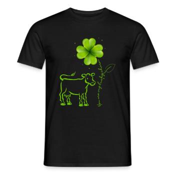Du bist mein Glücksbringer Kuh Kleeblatt - Männer T-Shirt - Schwarz - Vorne - AI Model Male 178 light (178cm)