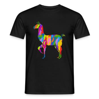 Lama Bunt Vintage Regenbogen Retro Alpaka - Männer T-Shirt - Schwarz - Vorne - AI Model Male 178 light (178cm)