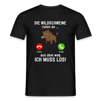 Die Wildschweine Rufen Aus Dem Weg Ich Muss Los - Männer T-Shirt - Schwarz - Vorne - AI Model Male 178 light (178cm)
