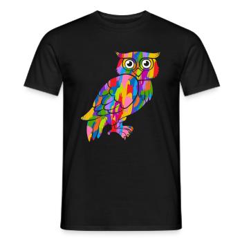 Eule Bunt Vintage Regenbogen Retro Eulen Kauz - Männer T-Shirt - Schwarz - Vorne - AI Model Male 178 light (178cm)