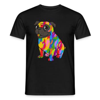 Pug Colorful Vintage Rainbow Retro Dog - Men's T-Shirt - black - Front - AI Model Male 178 light (178cm)