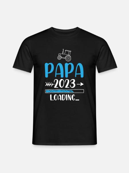 Papa 2023 Loading Schwangerschaft - Männer T-Shirt - Schwarz
