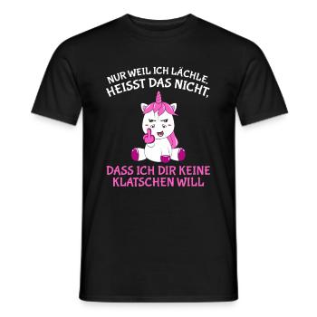 Nur weil ich lächle heißt nich dir keine klatschen - Männer T-Shirt - Schwarz - Vorne - AI Model Male 178 light (178cm)
