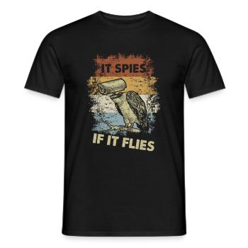 S’il vole, il espionne - T-shirt homme - noir - Devant - AI Model Male 178 light (178cm)