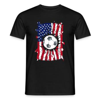 Football Zerrissene USA Flagge Footballspieler - Männer T-Shirt - Schwarz - Vorne - AI Model Male 178 light (178cm)