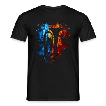 Tuba Red Blue Fire Musical Instrument Fire Art - Men's T-Shirt - black - Front - AI Model Male 178 light (178cm)