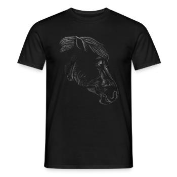 Pferd Realistische Zeichnung Strich Linien Pferd - Männer T-Shirt - Schwarz - Vorne - AI Model Male 178 light (178cm)