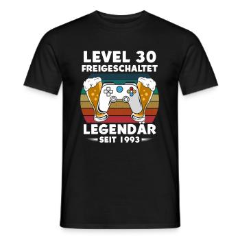 30.Geburtstag Gamer Level 30 freigeschaltet Bier - Männer T-Shirt - Schwarz - Vorne - AI Model Male 178 light (178cm)