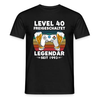 40.Geburtstag Gamer Level 40 freigeschaltet Bier - Männer T-Shirt - Schwarz - Vorne - AI Model Male 178 light (178cm)