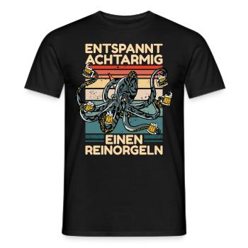 Entspannt Achtarmig Einen Reinorgeln Oktopus Meer - Männer T-Shirt - Schwarz - Vorne - AI Model Male 178 light (178cm)