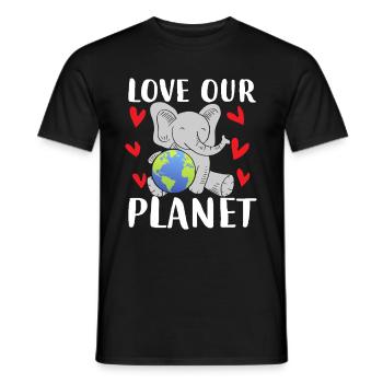 Love Our Planet Elephant Earth - Männer T-Shirt - Schwarz - Vorne - AI Model Male 178 light (178cm)