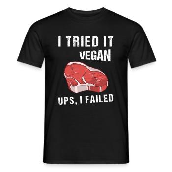 I Tried It Vegan Ups I Failed Vegan Vegetarian - Männer T-Shirt - Schwarz - Vorne - AI Model Male 178 light (178cm)