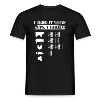 I Tried It Vegan Ups I Failed Vegan Vegetarian - Männer T-Shirt - Schwarz - Vorne - AI Model Male 178 light (178cm)