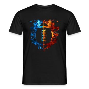 Football Red Blue Fire Sport Football lovers - Men's T-Shirt - black - Front - AI Model Male 178 light (178cm)