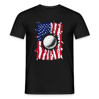 Golf Torn USA Drapeau américain Joueur de golf Sport - T-shirt homme - noir - Devant - AI Model Male 178 light (178cm)