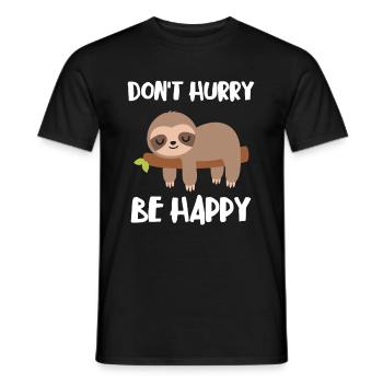 Dont Hurry Be Happy Sloth Sleep Shirt Nightgown - Men's T-Shirt - black - Front - AI Model Male 178 light (178cm)