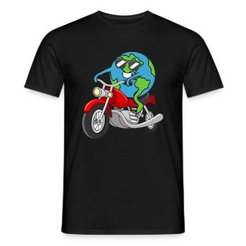 Earth Rides Motorcycle Earth Earth Day - Men's T-Shirt - black - Front - AI Model Male 178 light (178cm)