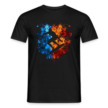 Fire Surfer Flames Surfboard Burning - Men's T-Shirt - black - Front - AI Model Male 178 light (178cm)
