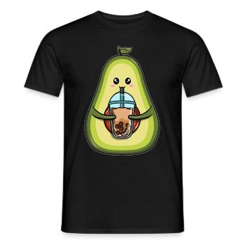 Avocado drinks bubble tea - Men's T-Shirt - black - Front - AI Model Male 178 light (178cm)
