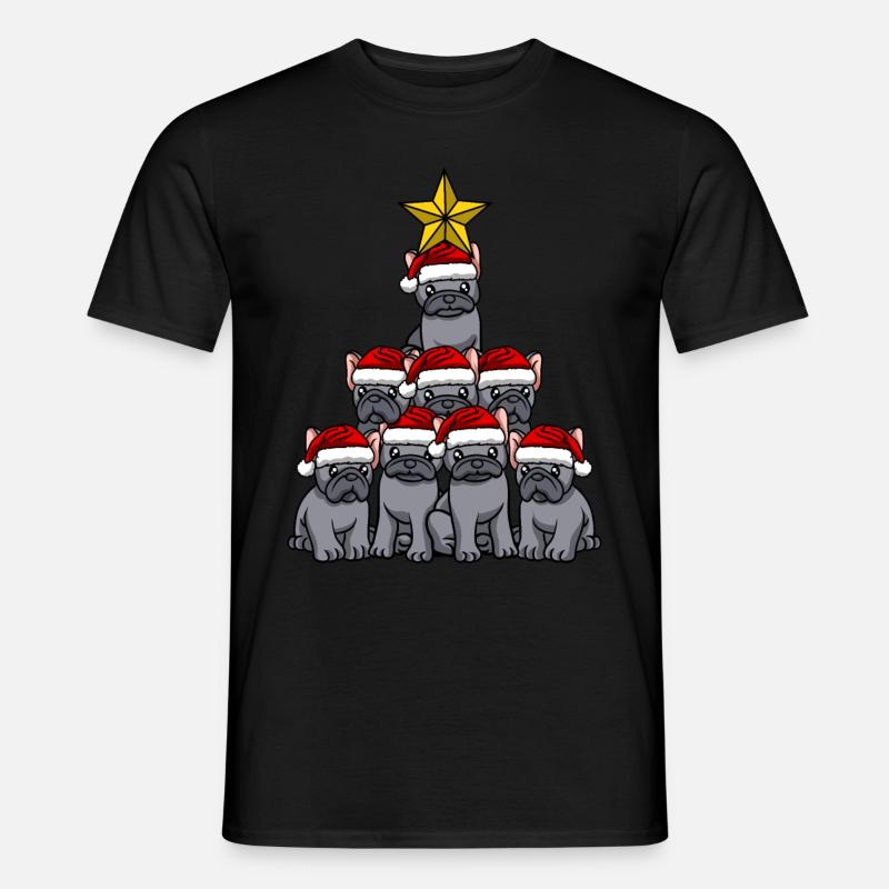 Frenchie Weihnachtsbaum - Männer T-Shirt - Schwarz