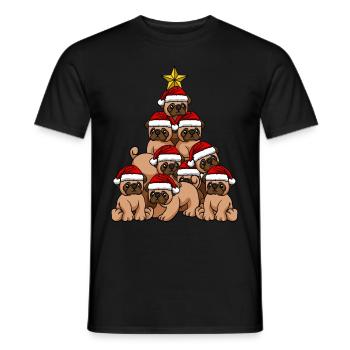 Hund Mops Weihnachtsbaum - Männer T-Shirt - Schwarz - Vorne - AI Model Male 178 light (178cm)