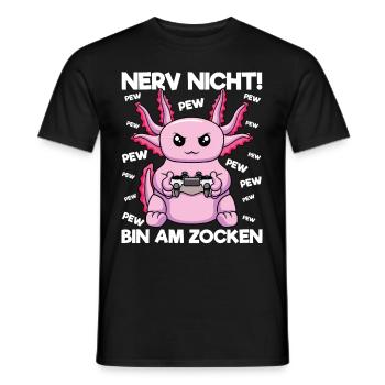 Nerve not am at gaming Gaming Axolotl - Men's T-Shirt - black - Front - AI Model Male 178 light (178cm)