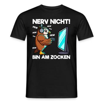 Nerve not am at gaming gaming owl - Men's T-Shirt - black - Front - AI Model Male 178 light (178cm)