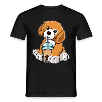 Kawaii Bubble Tea Hund - Männer T-Shirt - Schwarz - Vorne - AI Model Male 178 light (178cm)
