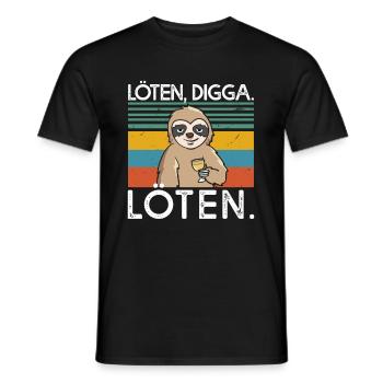 Soldering Digga Soldering Wine Drinker Wine Sloth - Men's T-Shirt - black - Front - AI Model Male 178 light (178cm)