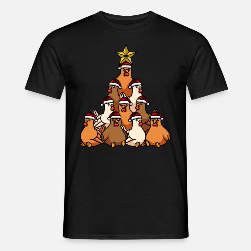 Hühner Weihnachtsbaum - Männer T-Shirt - Schwarz