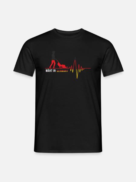 Mäht in Germany Deutschland Rasenmäher Herzschlag - Männer T-Shirt - Schwarz