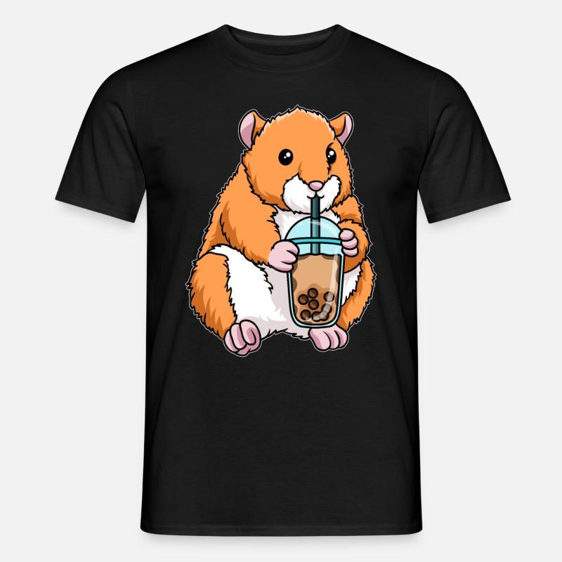Hamster trinkt Bubble Tea - Männer T-Shirt - Schwarz