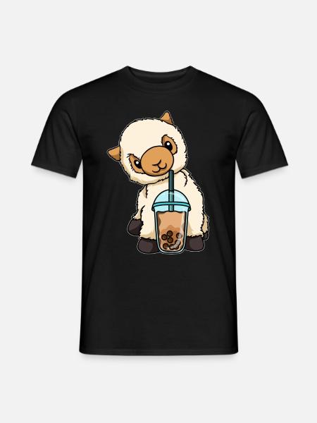 Kawaii Bubble Tea Lama - Men's T-Shirt - black