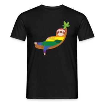 Pride Faultier - Männer T-Shirt - Schwarz - Vorne - AI Model Male 178 light (178cm)