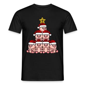 Schwein Weihnachtsbaum - Männer T-Shirt - Schwarz - Vorne - AI Model Male 178 light (178cm)