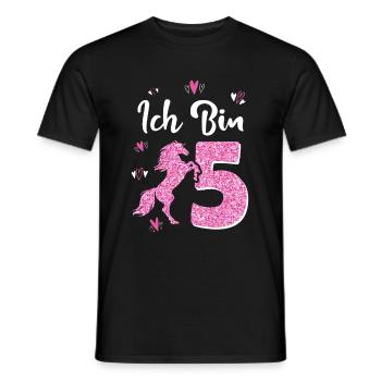 Birthday Girl 5 Years Horse Princess - Men's T-Shirt - black - Front - AI Model Male 178 light (178cm)