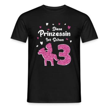 Geburtstag 3 Jahre Pferd Prinzessin - Männer T-Shirt - Schwarz - Vorne - AI Model Male 178 light (178cm)