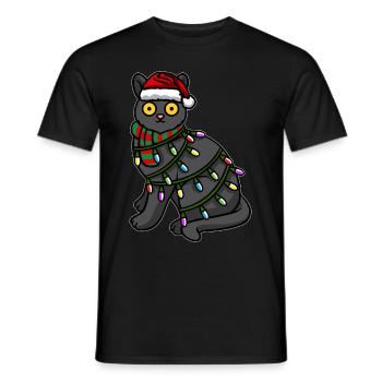 Chat noir avec casquette de Noël - T-shirt homme - noir - Devant - AI Model Male 178 light (178cm)
