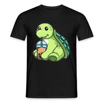 Turtle boit du thé à bulles - T-shirt homme - noir - Devant - AI Model Male 178 light (178cm)
