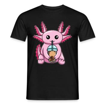 Kawaii Bubble Tea Axolotl - Men's T-Shirt - black - Front - AI Model Male 178 light (178cm)