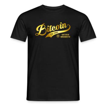 Bitcoin Est 2009 Satoshi Nakamoto Blockchain - T-shirt homme - noir - Devant - AI Model Male 178 light (178cm)