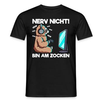 Nerv nicht bin am Zocken Gaming Faultier - Männer T-Shirt - Schwarz - Vorne - AI Model Male 178 light (178cm)