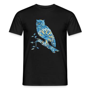Mandala Eule Geometrie Muster - Männer T-Shirt - Schwarz - Vorne - AI Model Male 178 light (178cm)
